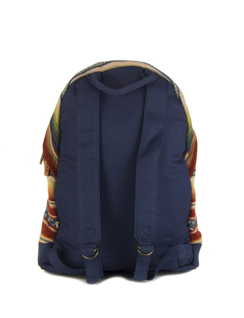 Navy backpack back with two adjustable shoulder straps and central seam details