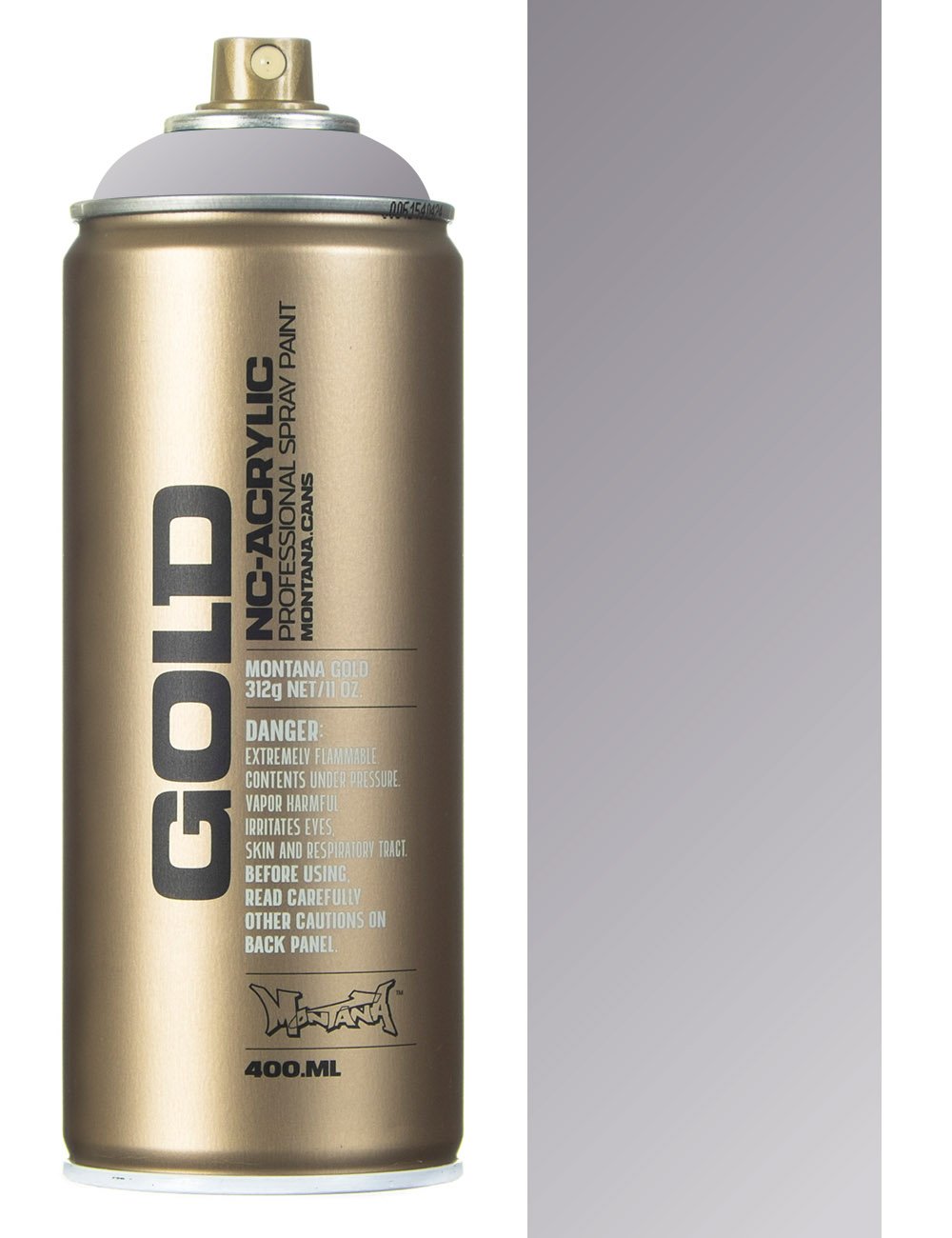 Matt silver spray paint can with gold-tone nozzle, 400 ml