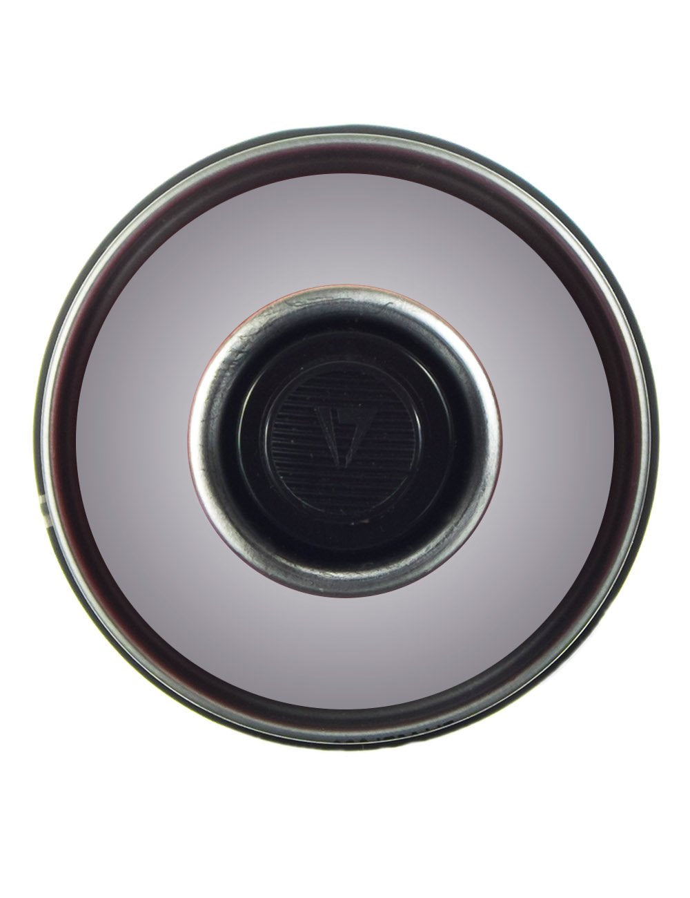 Spray paint can valve with circular nozzle opening and metallic rim