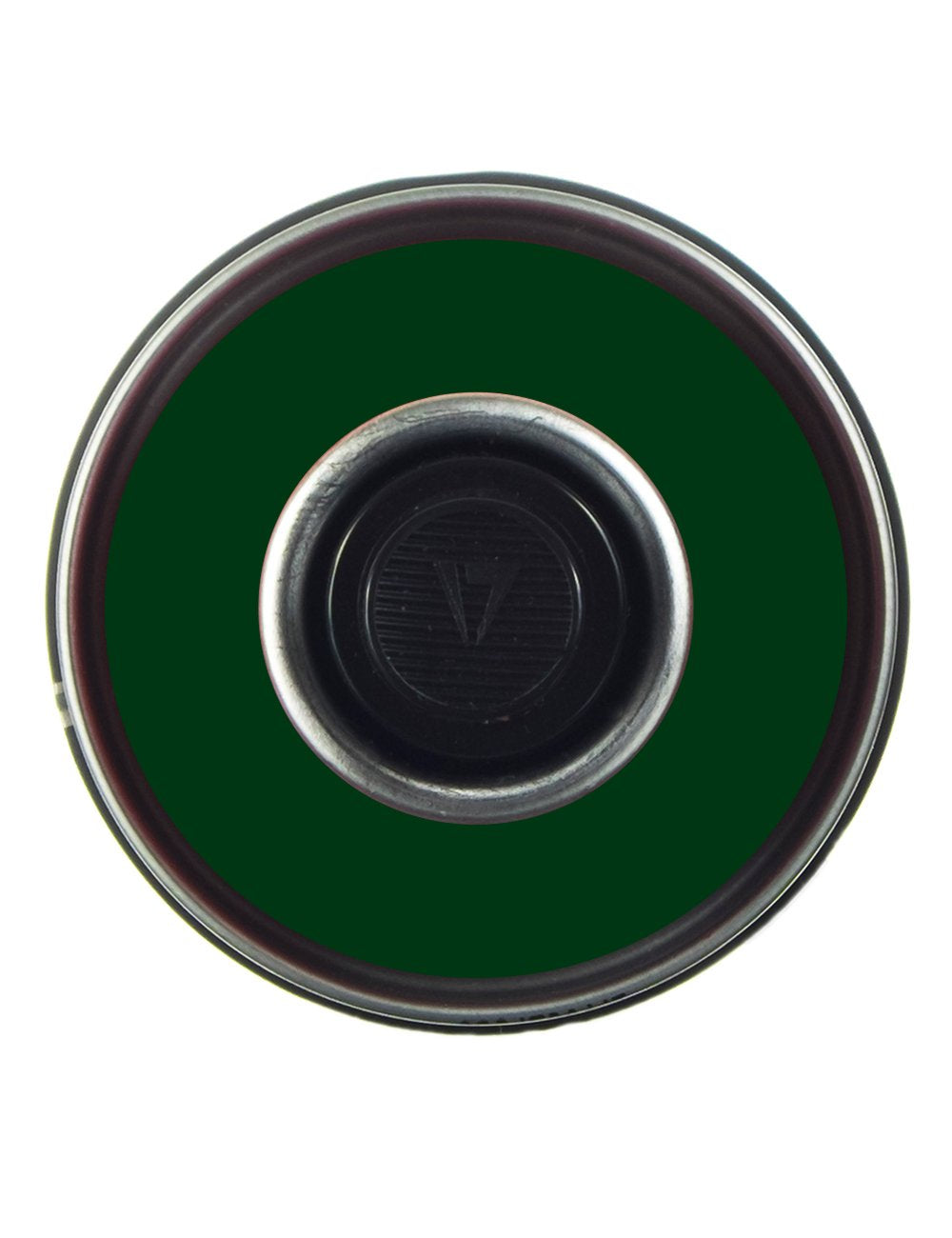 Spray paint can top with dark nozzle cap in black and silver ring