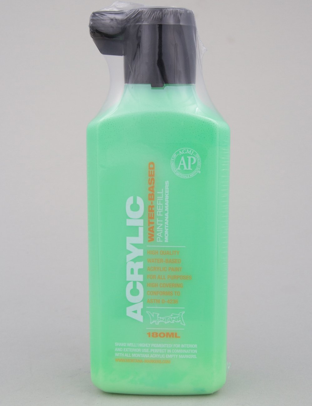 Fluorescent acid green acrylic paint refill, 180 ml bottle
