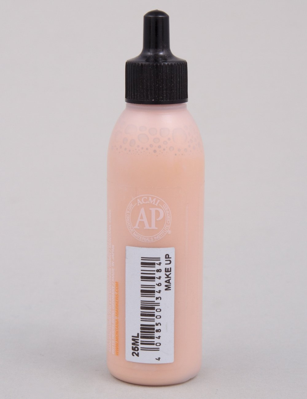 Acrylic paint refill bottle 25ml peach with barcode label and dropper cap
