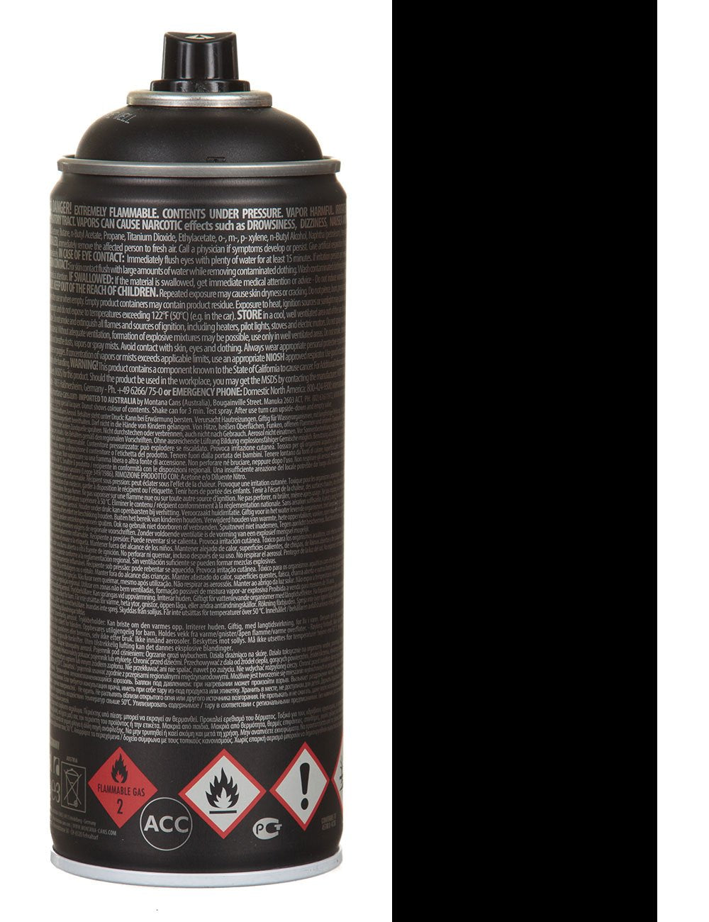 Tarblack BLK9050 400 ml spray paint can, black with back label and icons