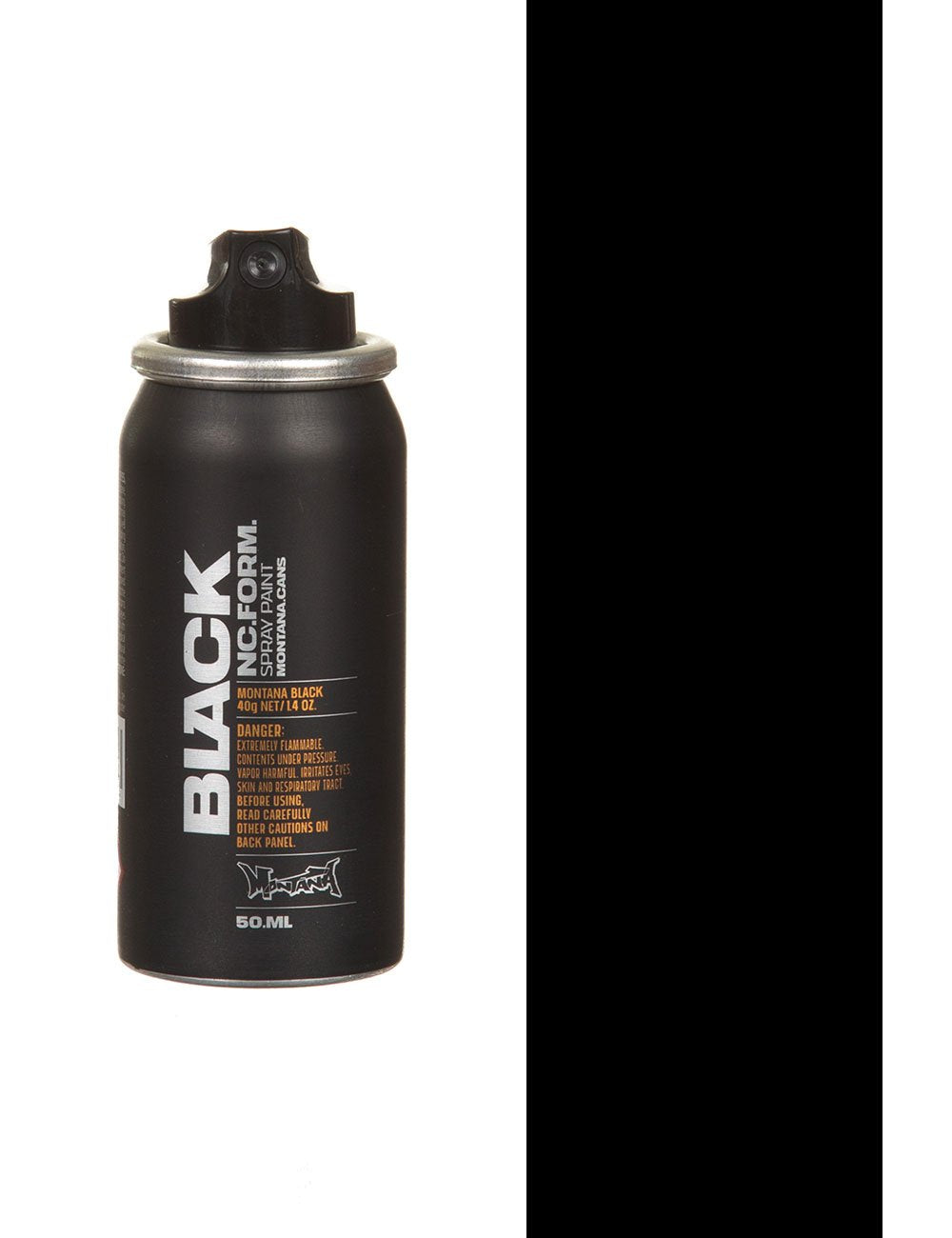Black spray paint can with black nozzle, 50 ml