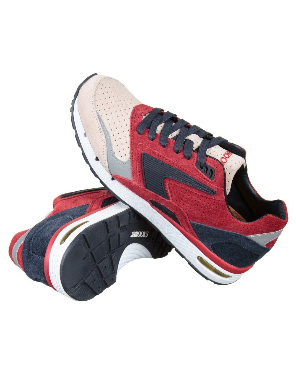 Ubiq Fusion trainers with red and navy uppers and visible treaded outsole