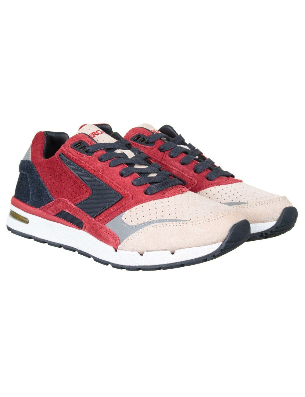 Ubiq Fusion trainers in red, navy and cream with lace-up front and panel stitching