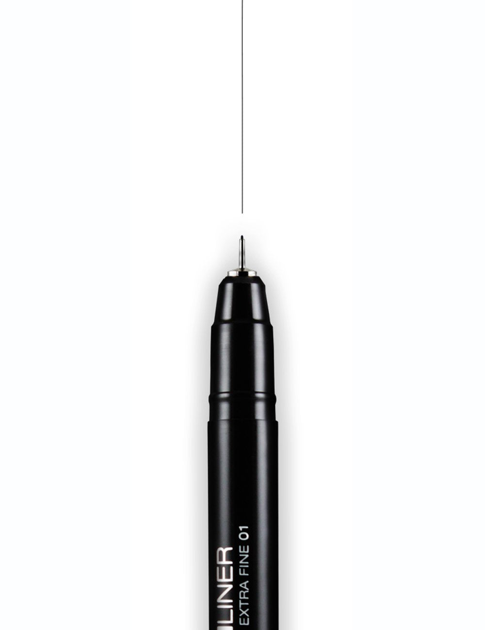 Black extra-fine sketch pen with needle tip and capped body