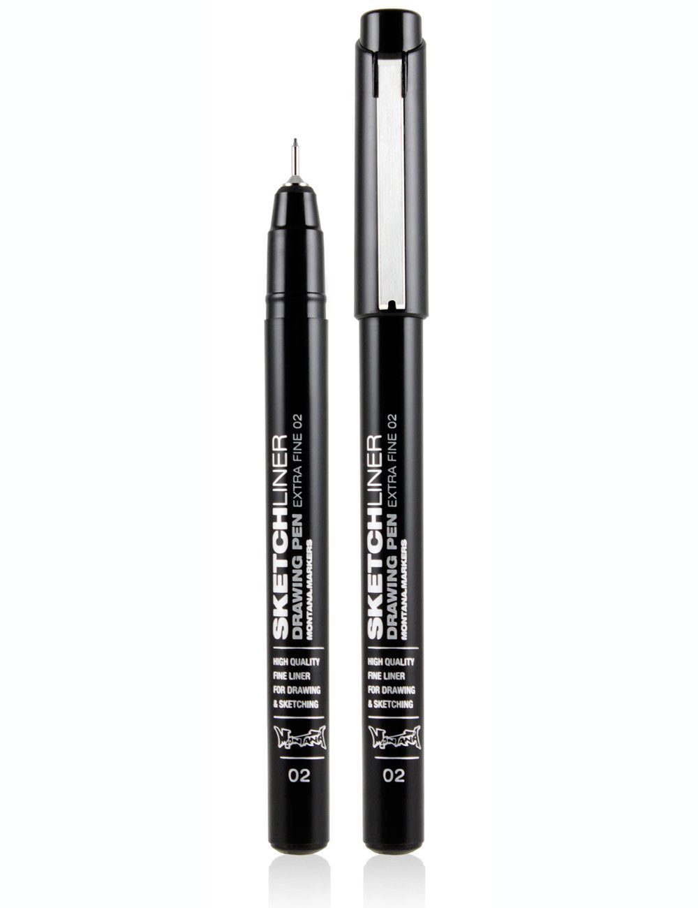 Sketchliner pen set, black 0.2mm fineliner, cap and tip visible