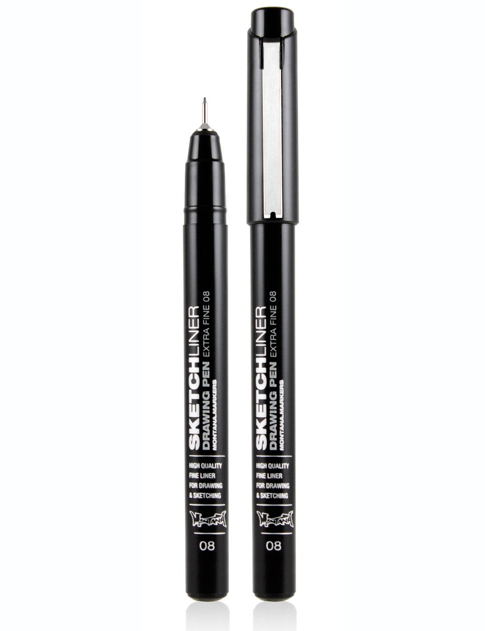 Sketchliner black fineliner pen set, 0.8mm tip, two-capped pens