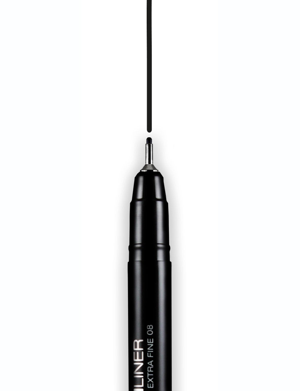 0.8mm black fineliner pen with fine needle tip and cap