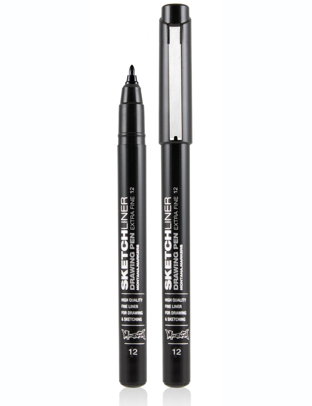 Sketchliner fineliner pen, black ink, 1.2 mm, capped and uncapped