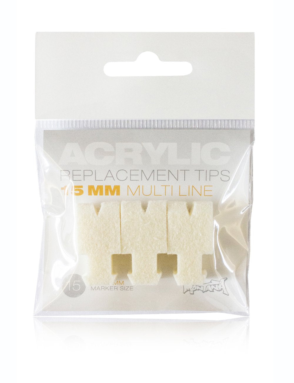Replacement acrylic marker tips, beige nibs, clear plastic pack, 15mm Multiliner