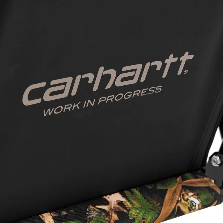 Folding chair back panel with Carhartt logo and dark fabric