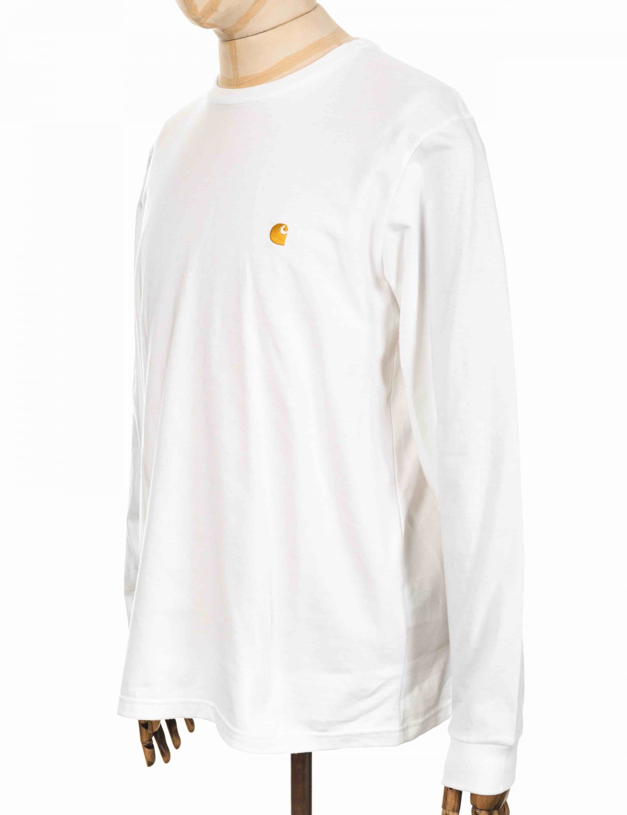 Carhartt WIP Chase Long Sleeve T-Shirt - White/Gold
