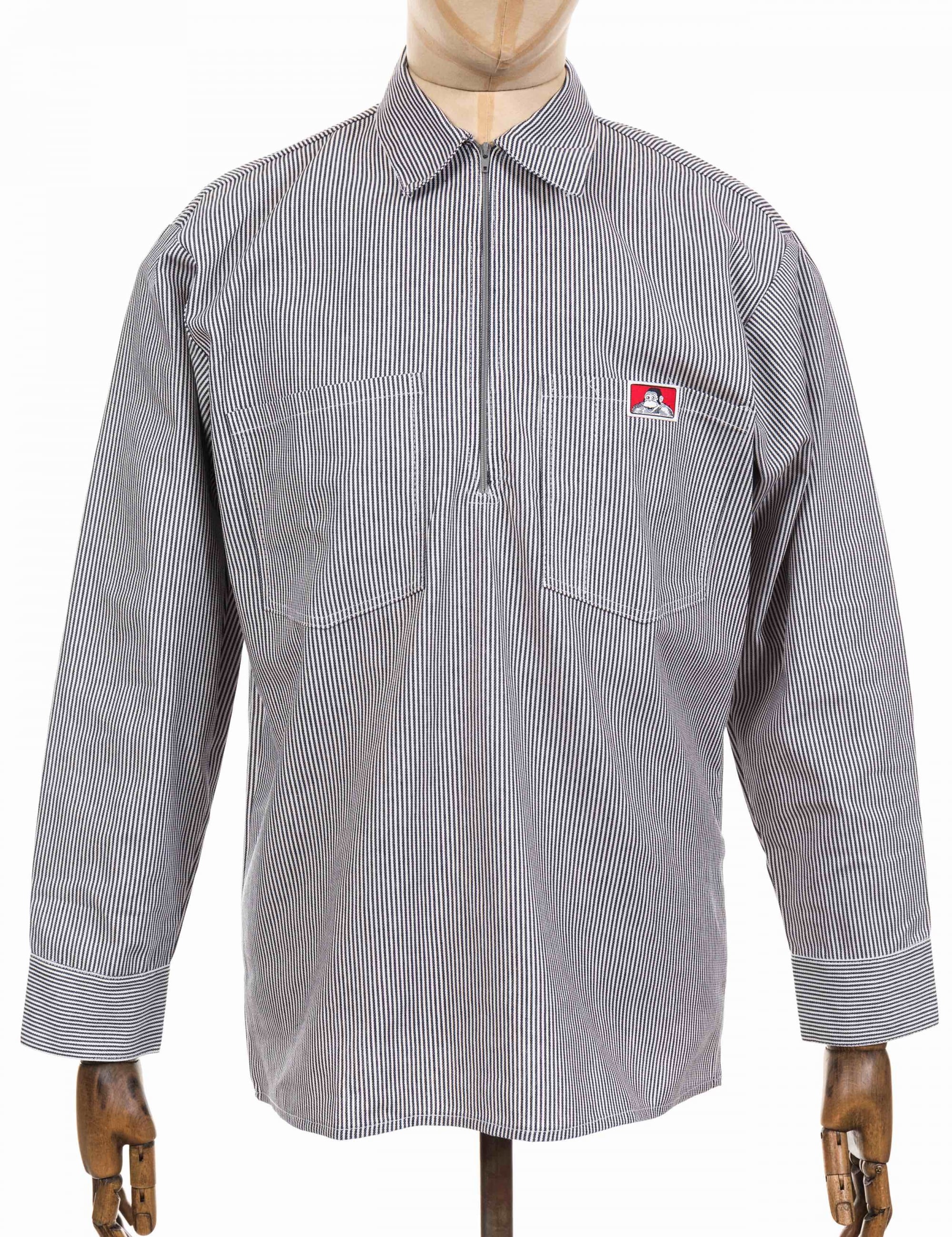 Half Zip Long Sleeve Work Shirt - Hickory Stripe