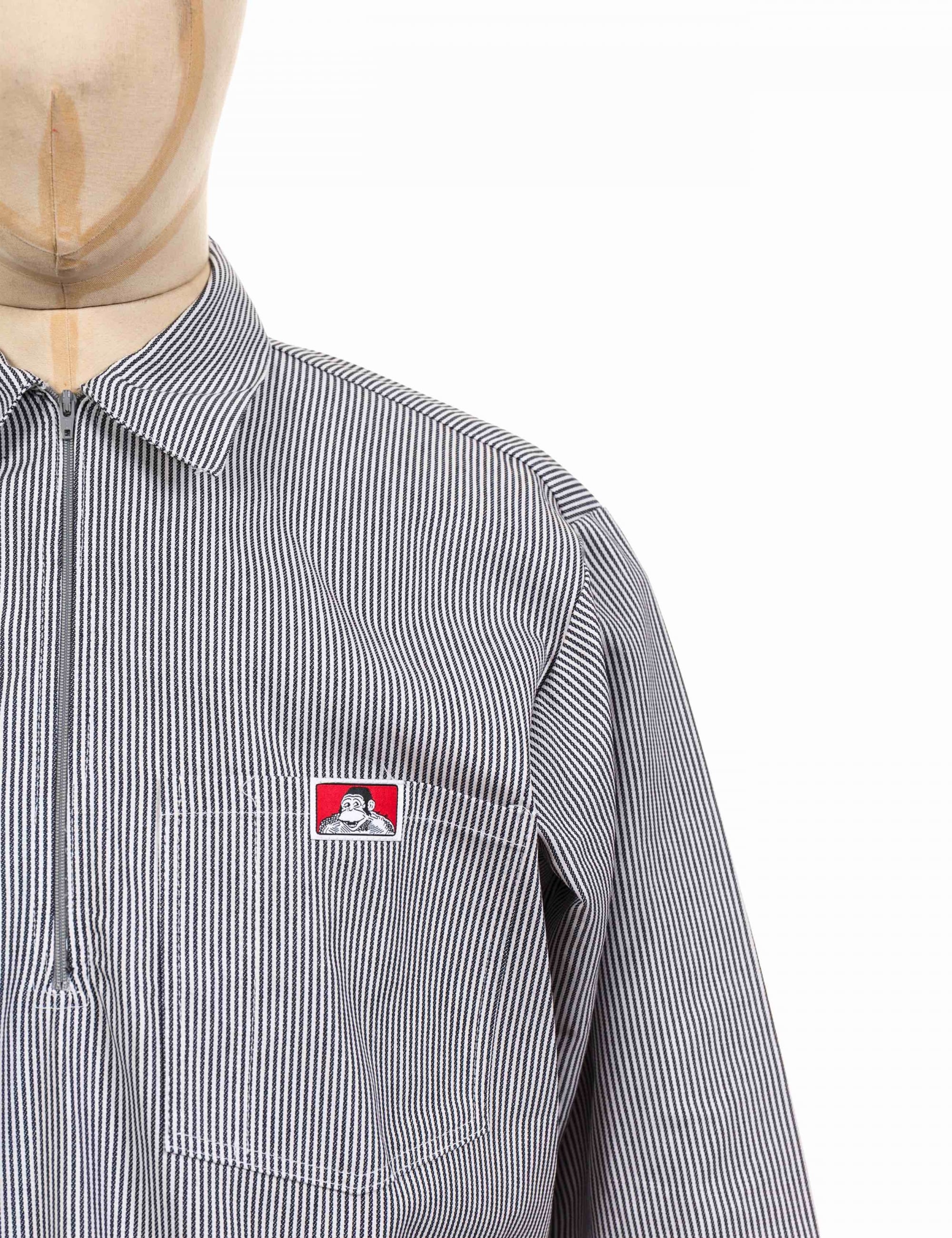 Half Zip Long Sleeve Work Shirt - Hickory Stripe