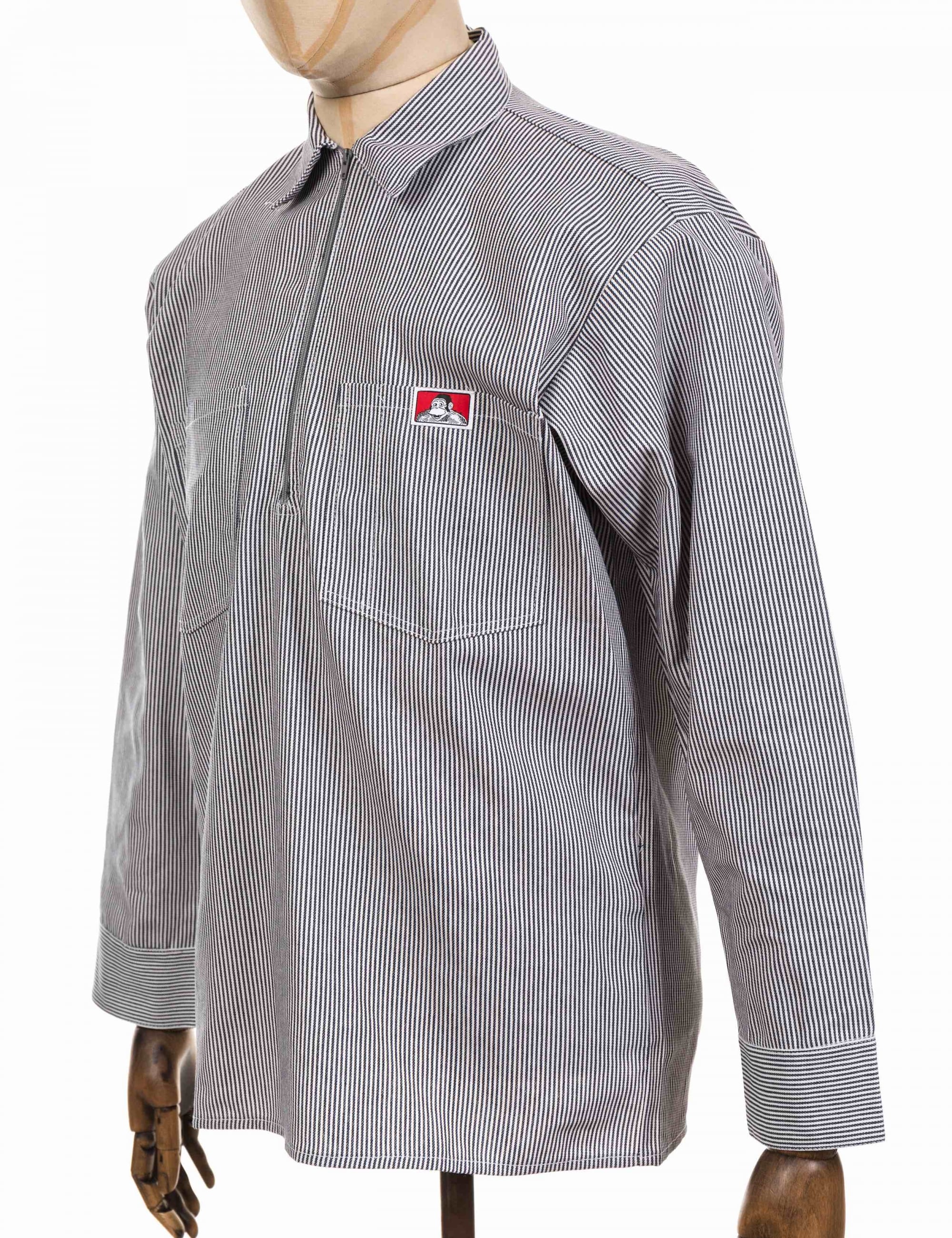 Half Zip Long Sleeve Work Shirt - Hickory Stripe