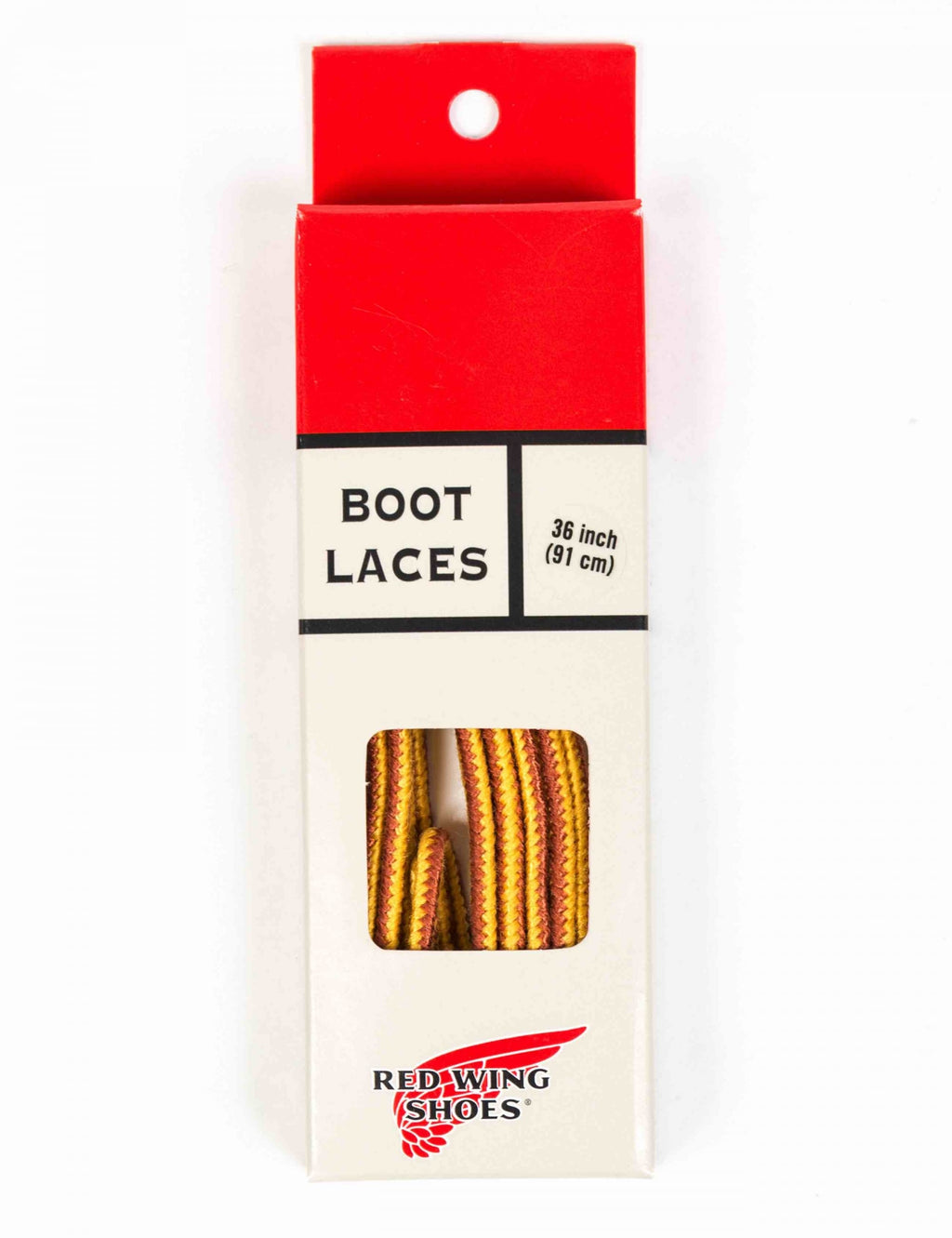 Tan/gold boot laces, 36 in (91 cm) shown on card package