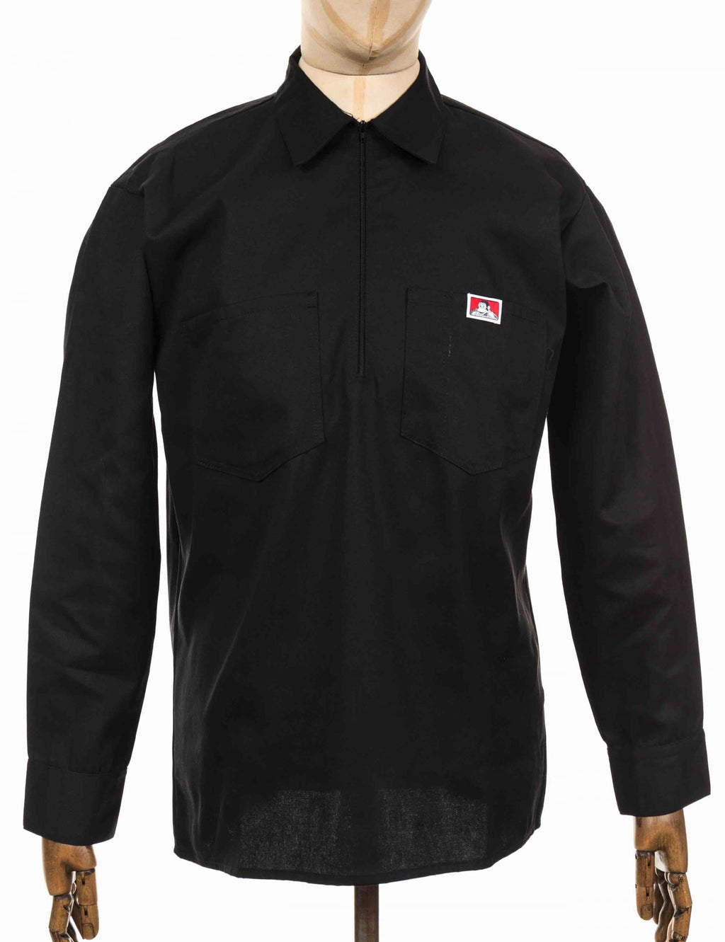 Half Zip Long Sleeve Work Shirt - Black