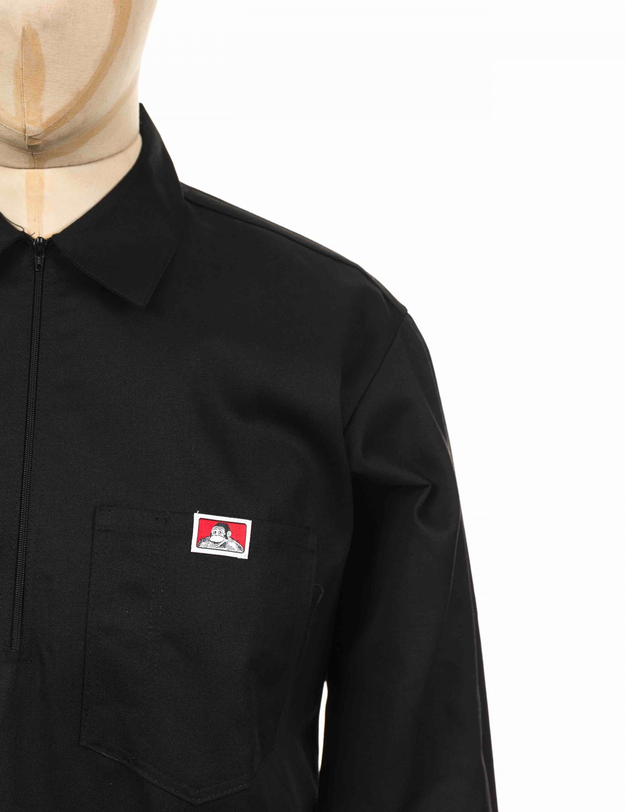 Half Zip Long Sleeve Work Shirt - Black