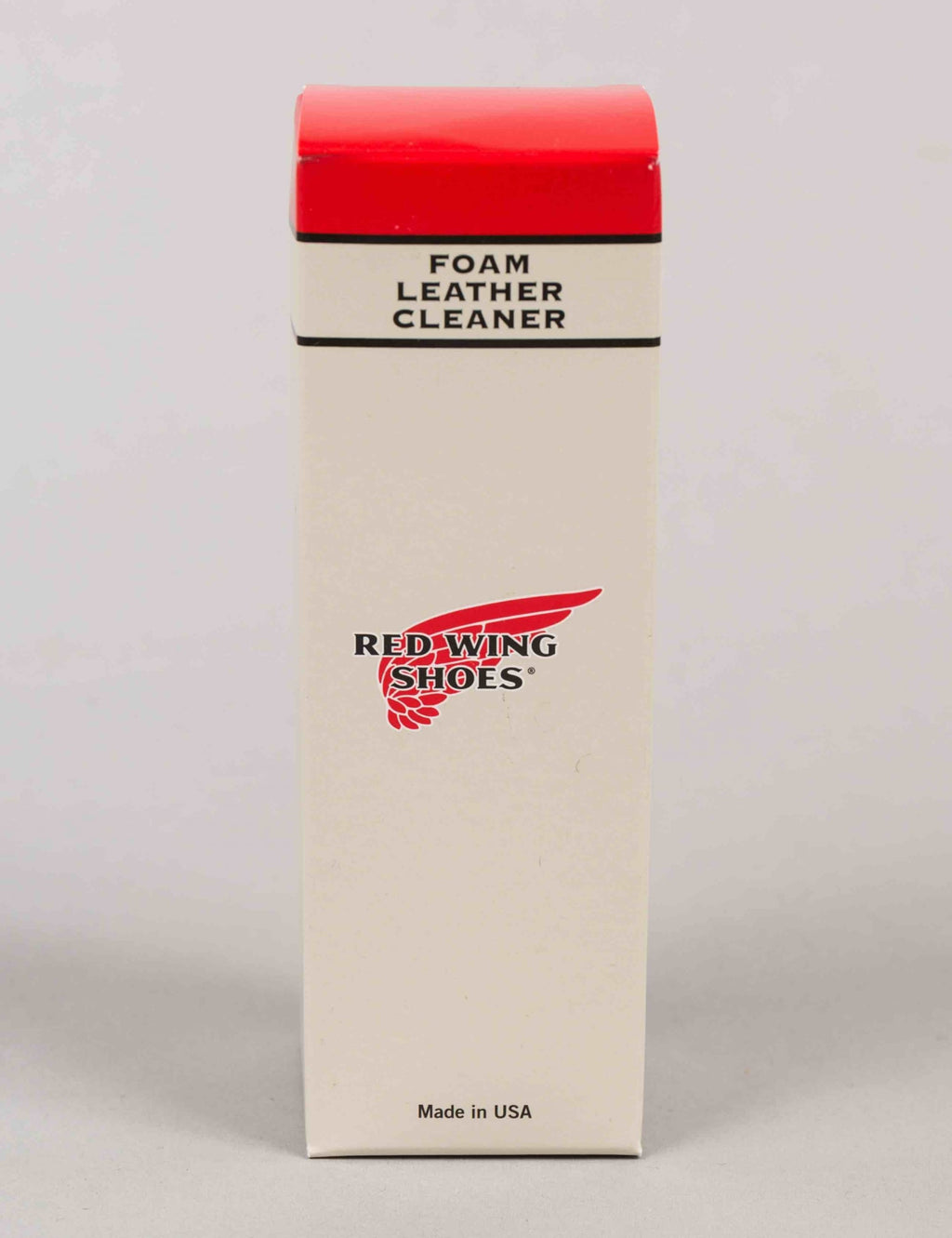 Foam leather cleaner box with red top, Red Wing Shoes logo.
