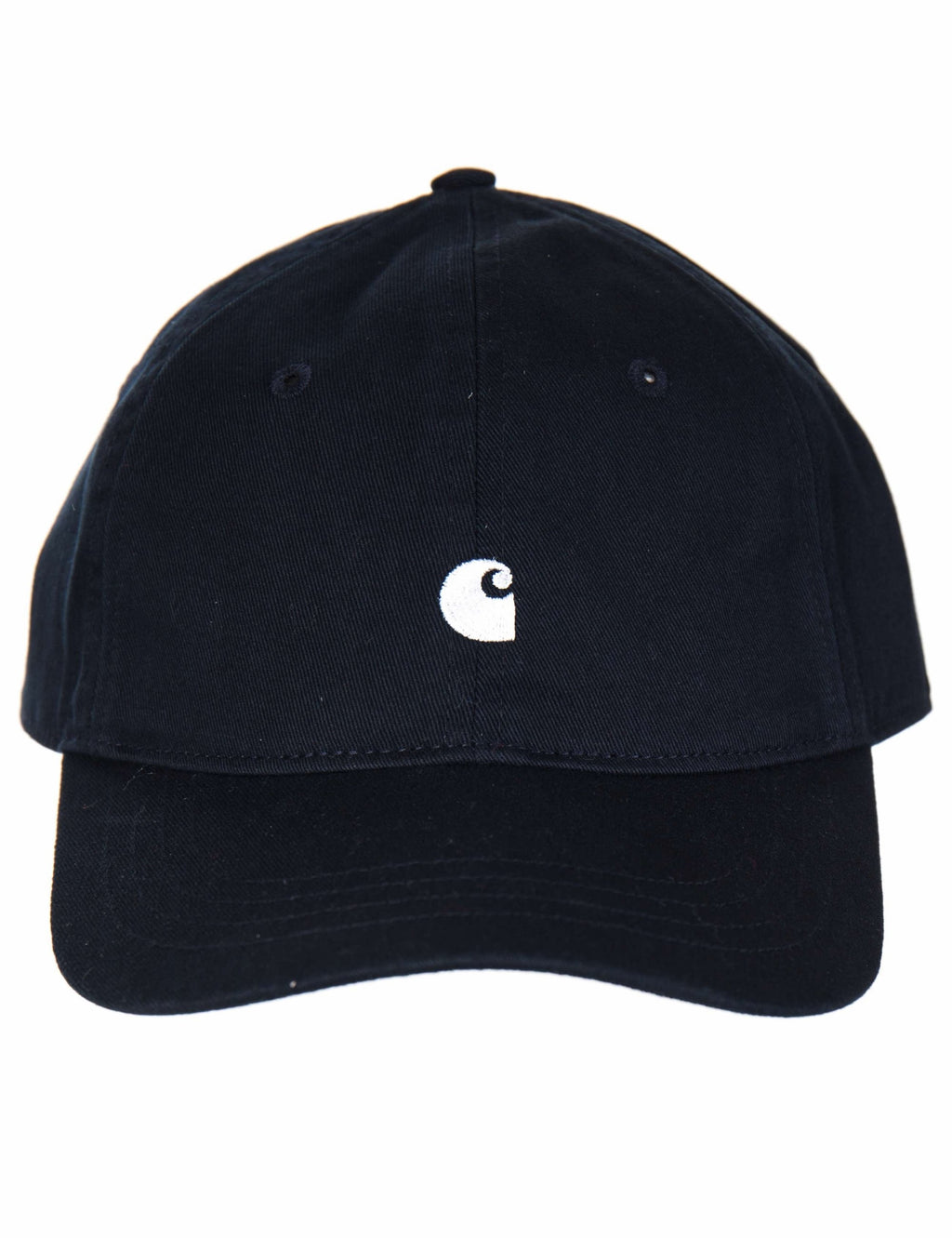 Madison logo cap, dark navy front panel with white logo