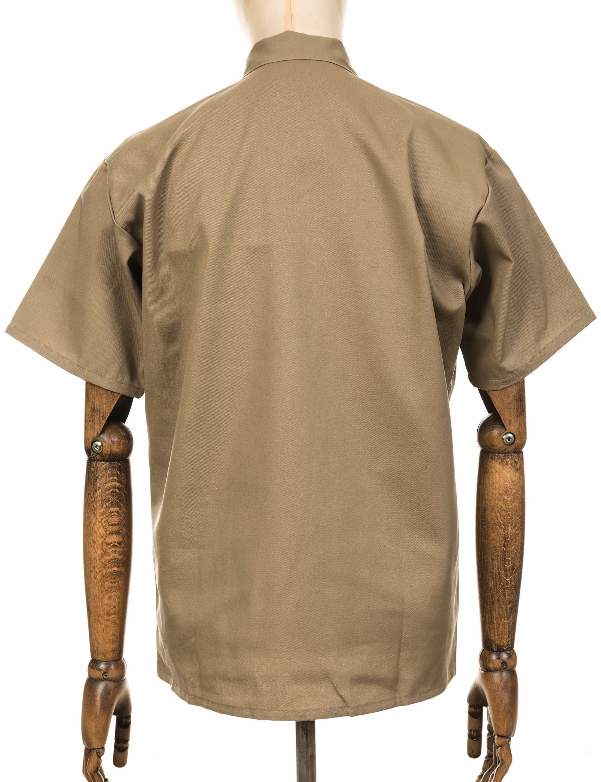 Ben Davis Half Zip Short Sleeve Work Shirt - Khaki - Clothing from