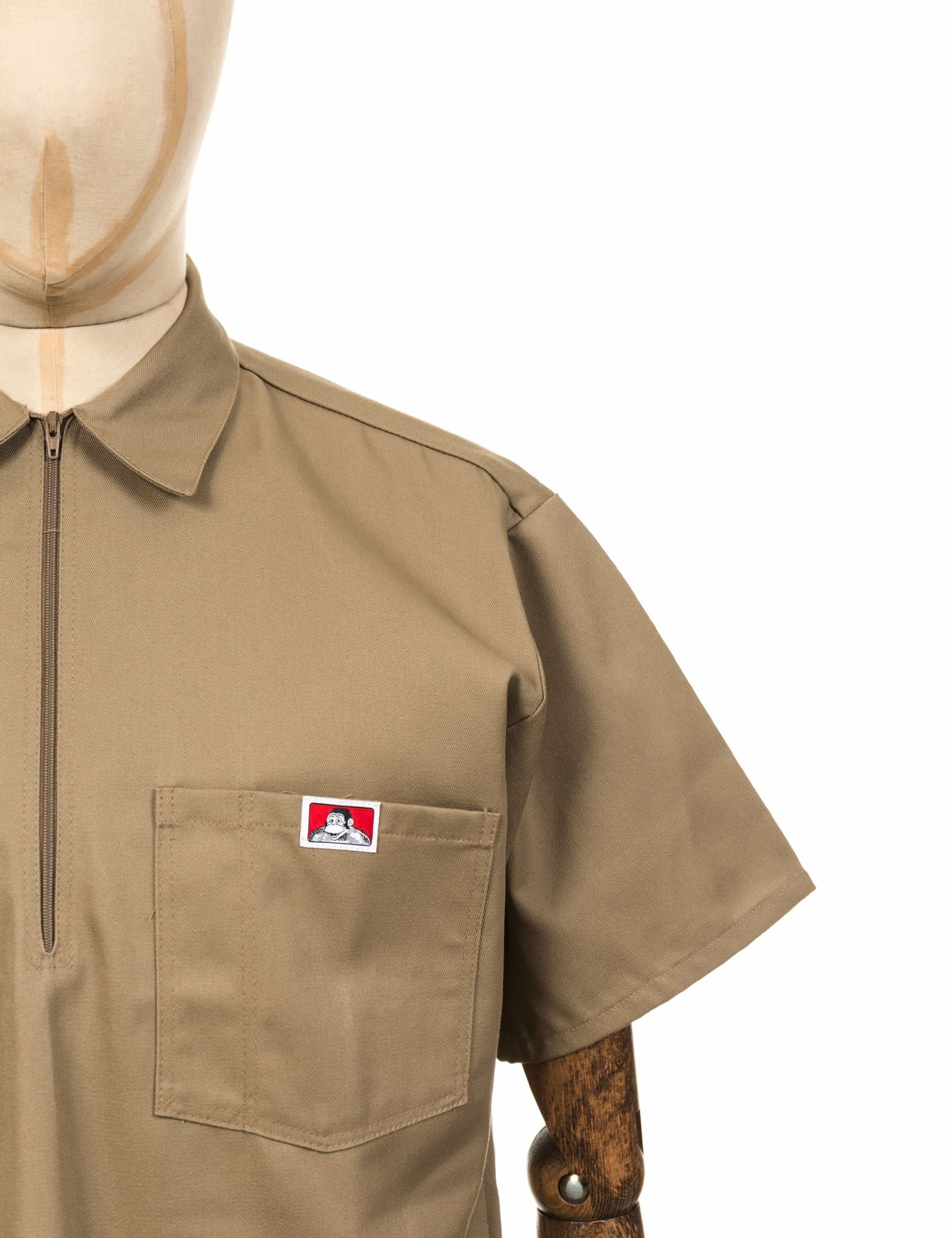 Half Zip Short Sleeve Work Shirt - Khaki