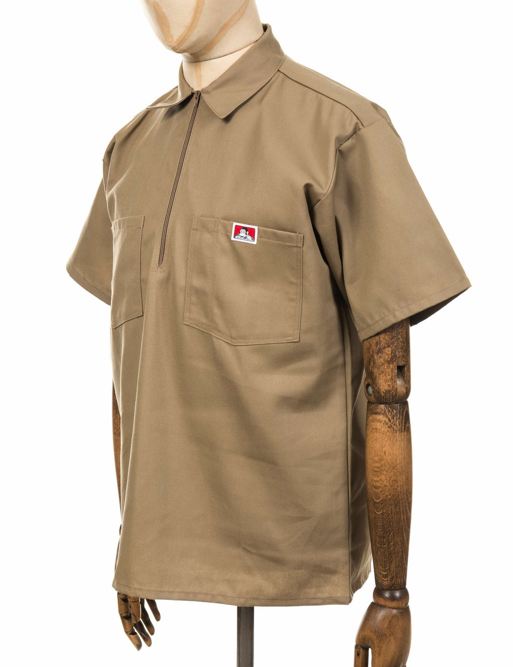 Half Zip Short Sleeve Work Shirt - Khaki