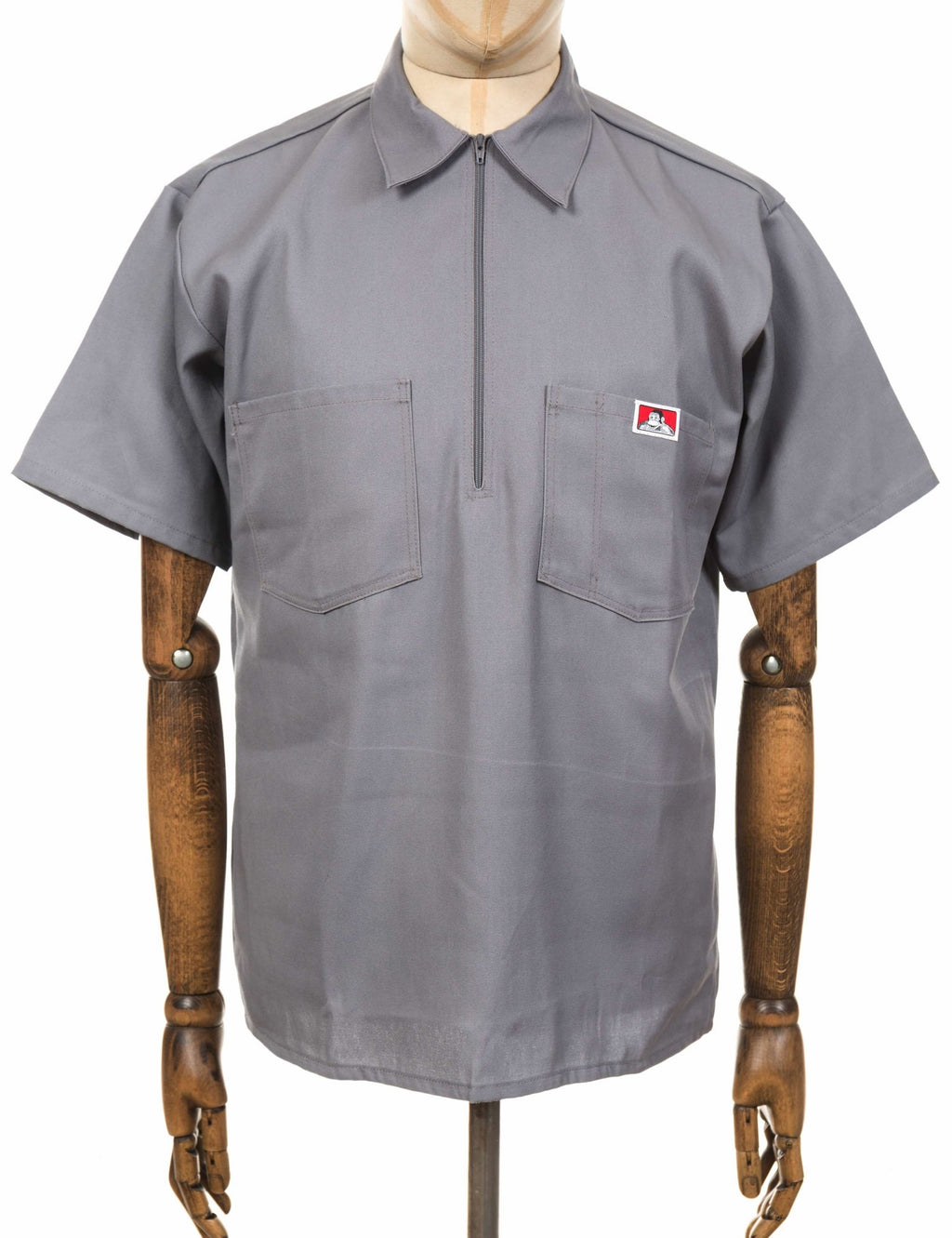 Half Zip Short Sleeve Work Shirt - Light Grey