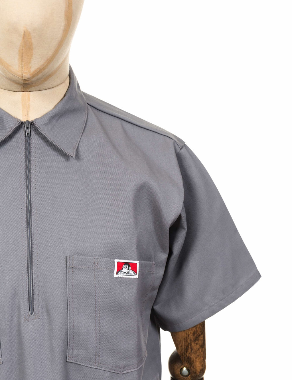 Half Zip Short Sleeve Work Shirt - Light Grey