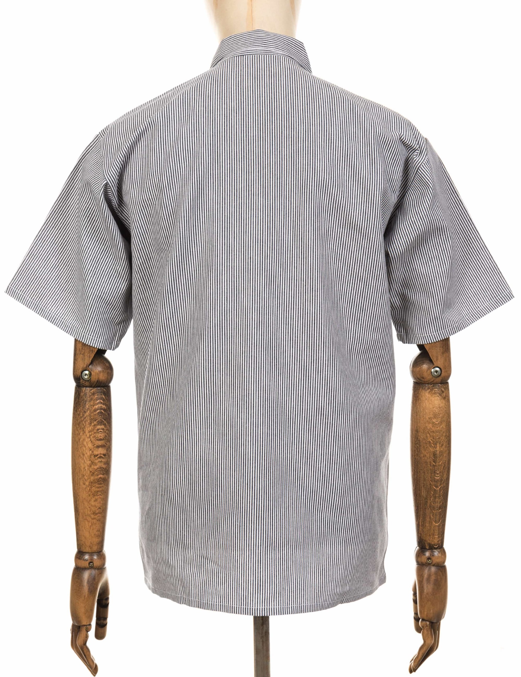 Half Zip Short Sleeve Work Shirt - Hickory Stripe