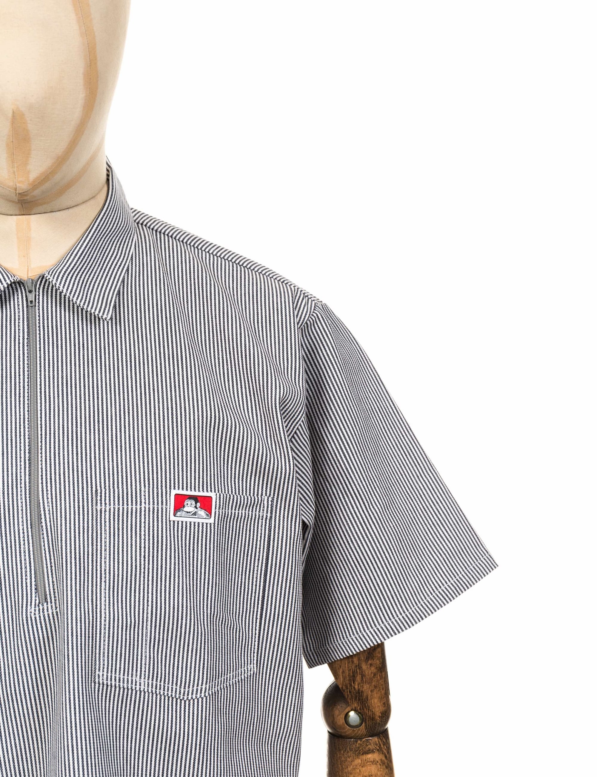 Half Zip Short Sleeve Work Shirt - Hickory Stripe