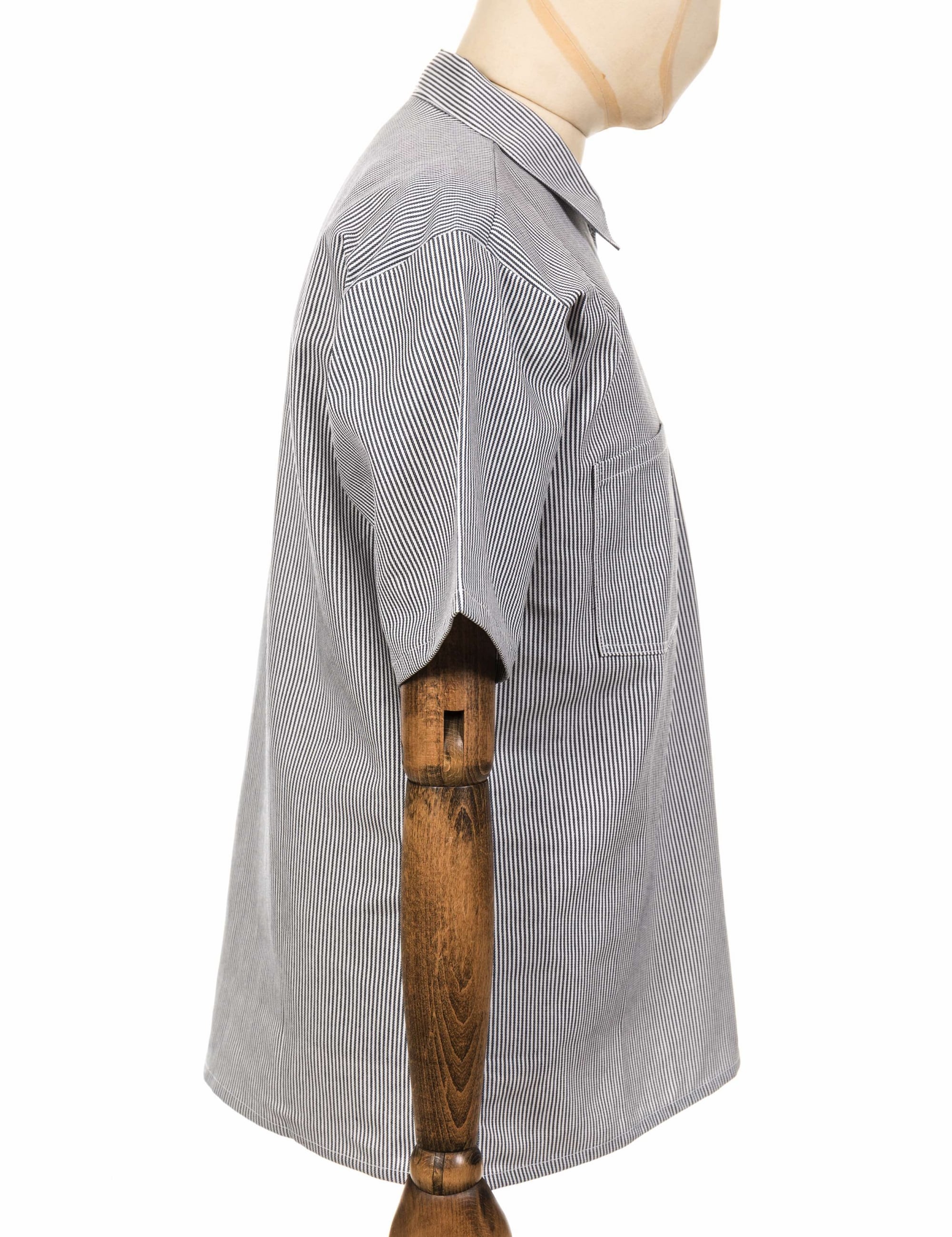 Half Zip Short Sleeve Work Shirt - Hickory Stripe