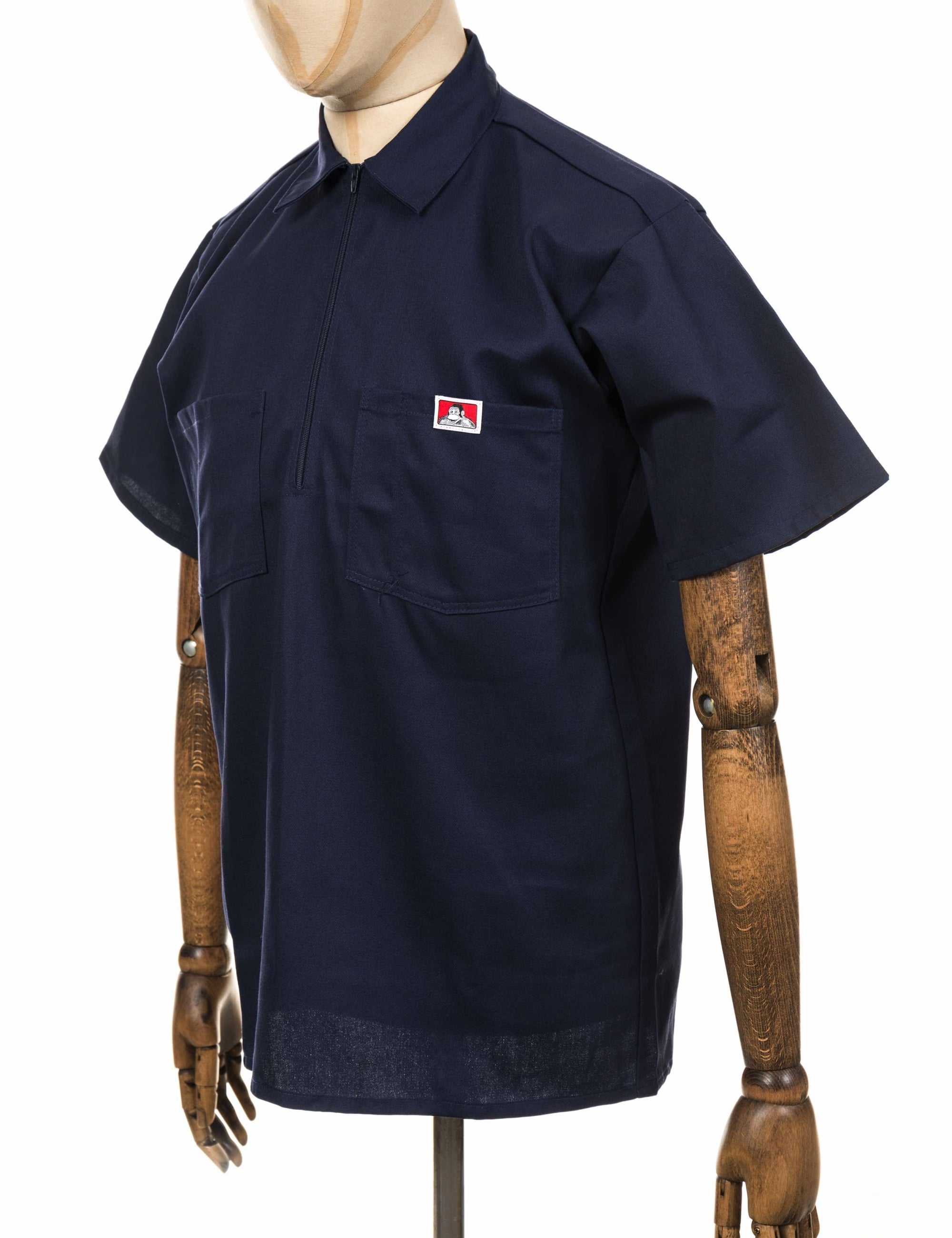 Half Zip Short Sleeve Work Shirt - Navy