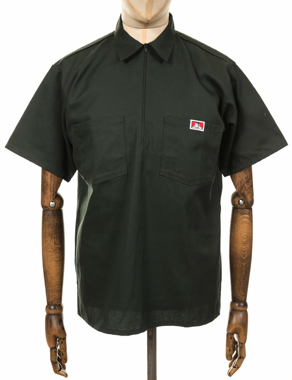 Half Zip Short Sleeve Work Shirt - Olive