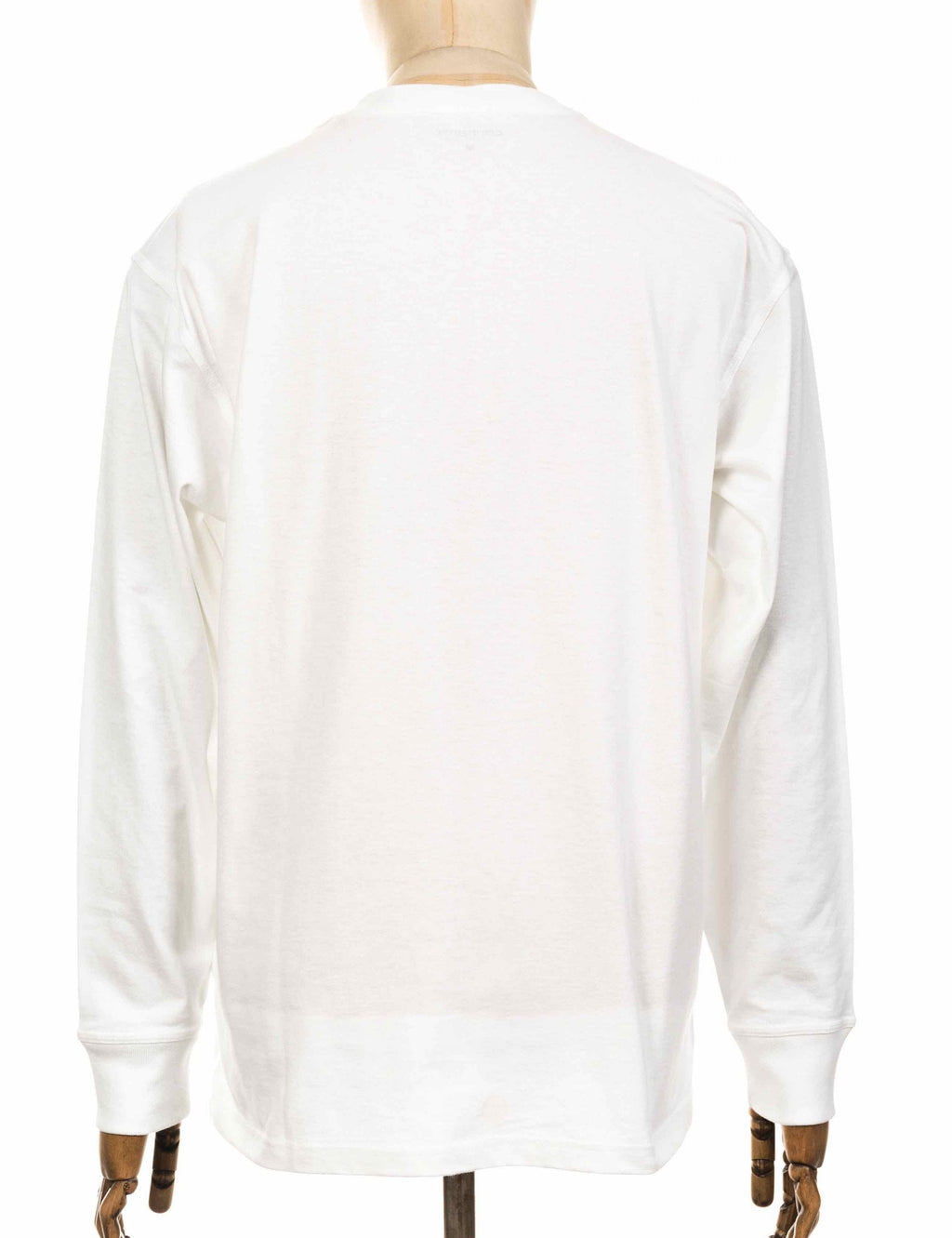 White long-sleeve T-shirt on model, plain back