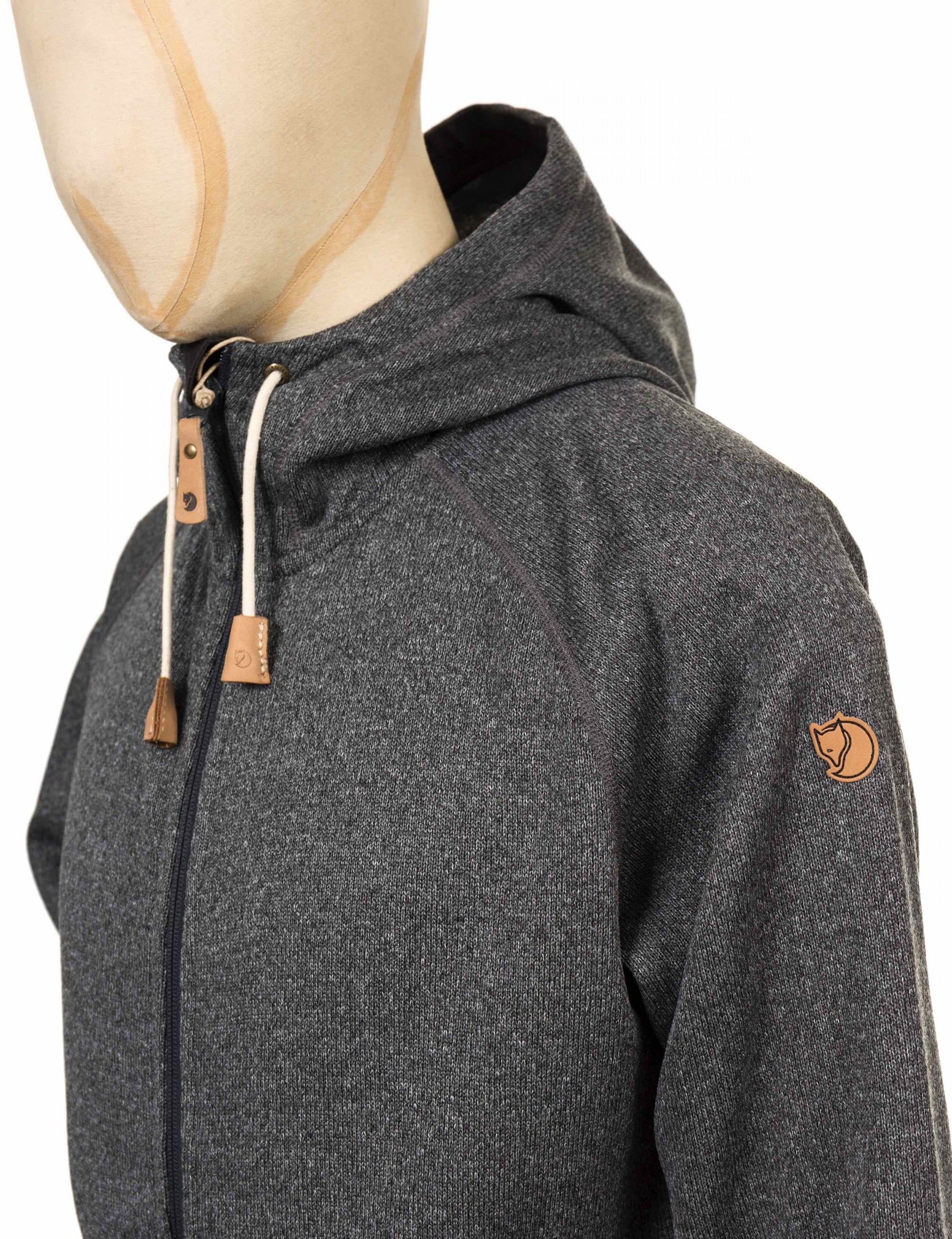 Fjallraven Ovik Fleece Zip Hooded Jacket - Dark Grey - Clothing