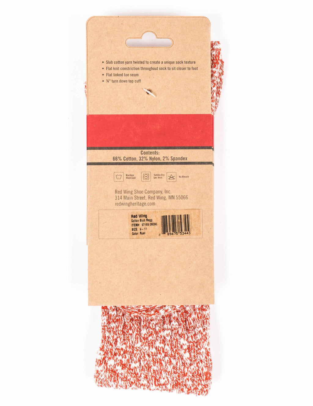97169 Women's Cotton Ragg Socks - Rust/White