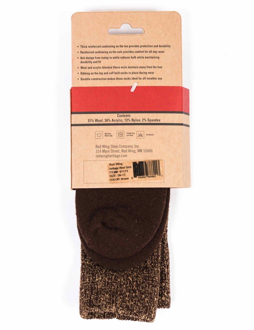 97640 Deep Toe Capped Wool Sock - Brown