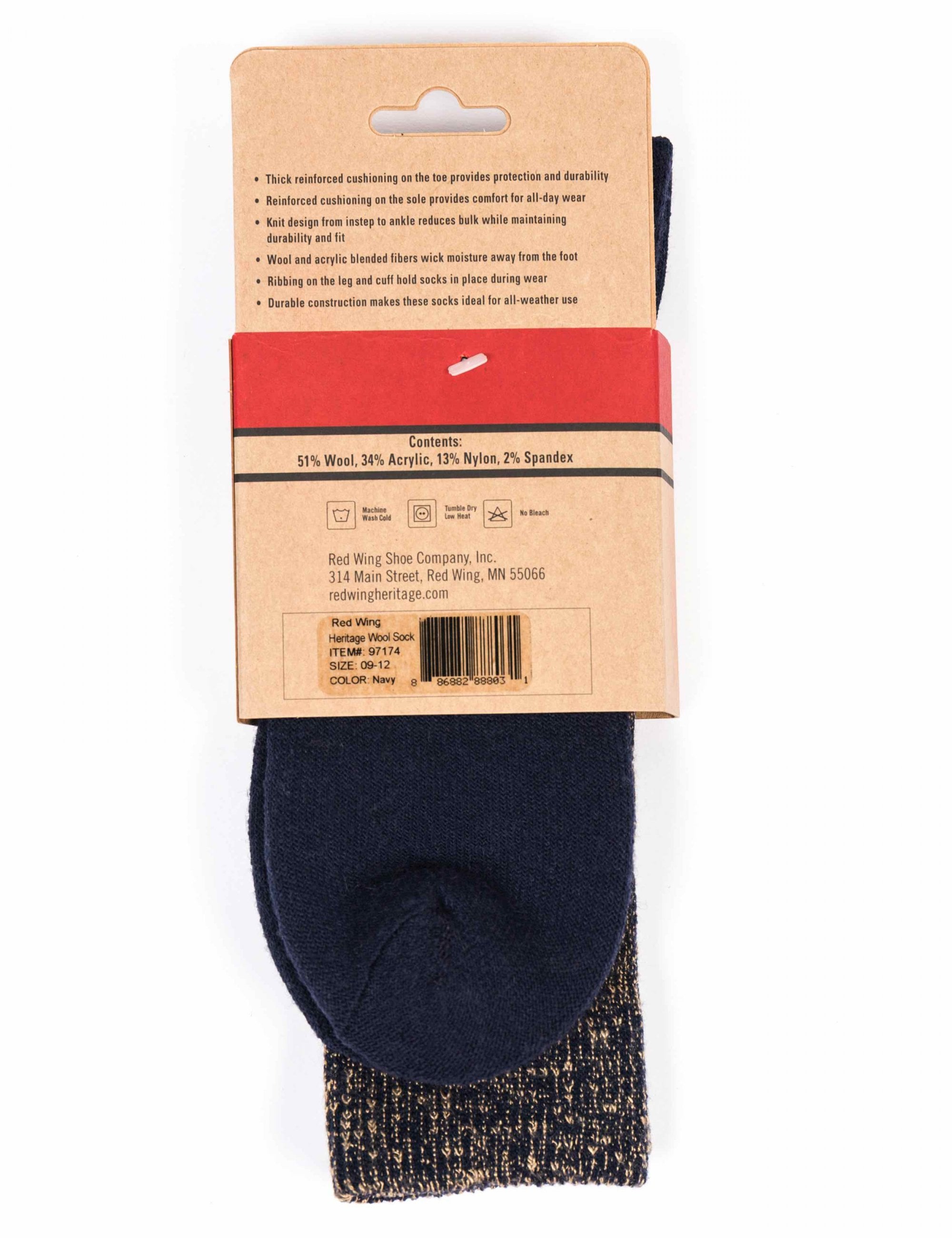 97641 Deep Toe Capped Wool Sock - Navy