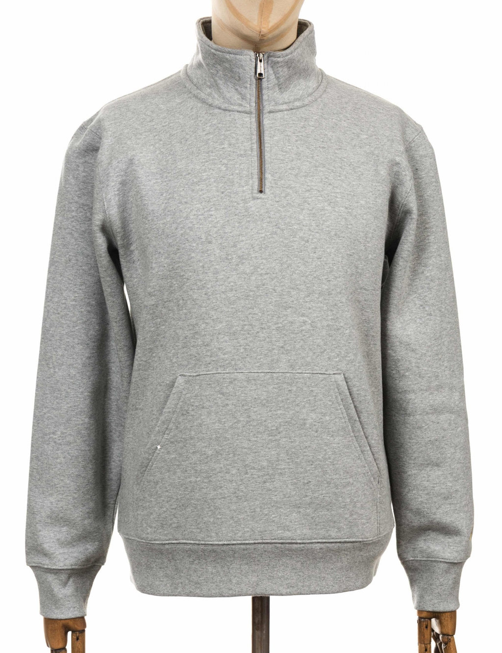 Chase Zip Neck Sweat - Grey Heather/Gold
