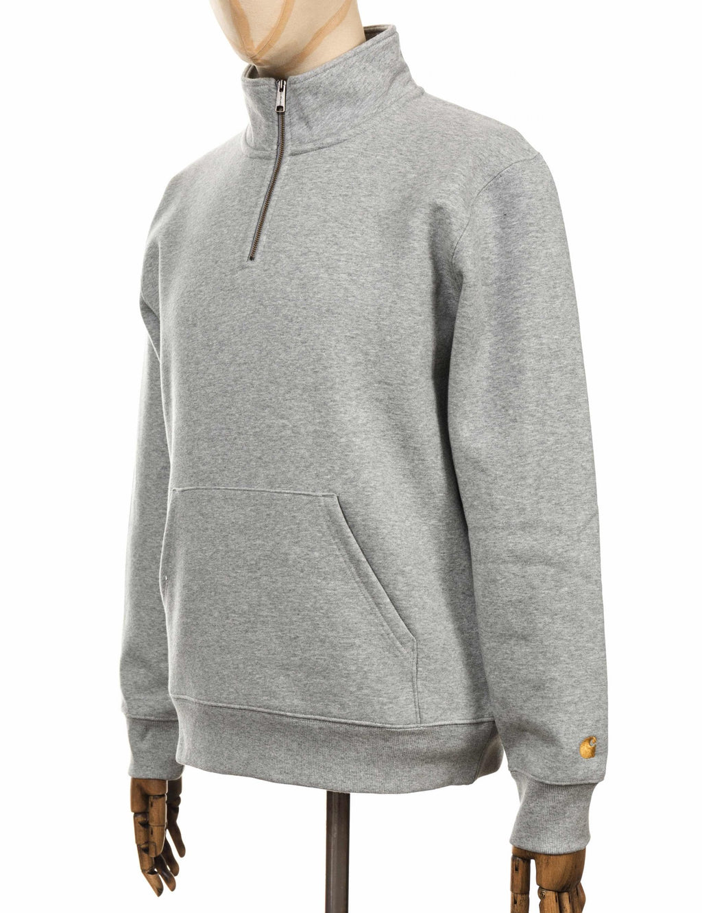 Chase Zip Neck Sweat - Grey Heather/Gold