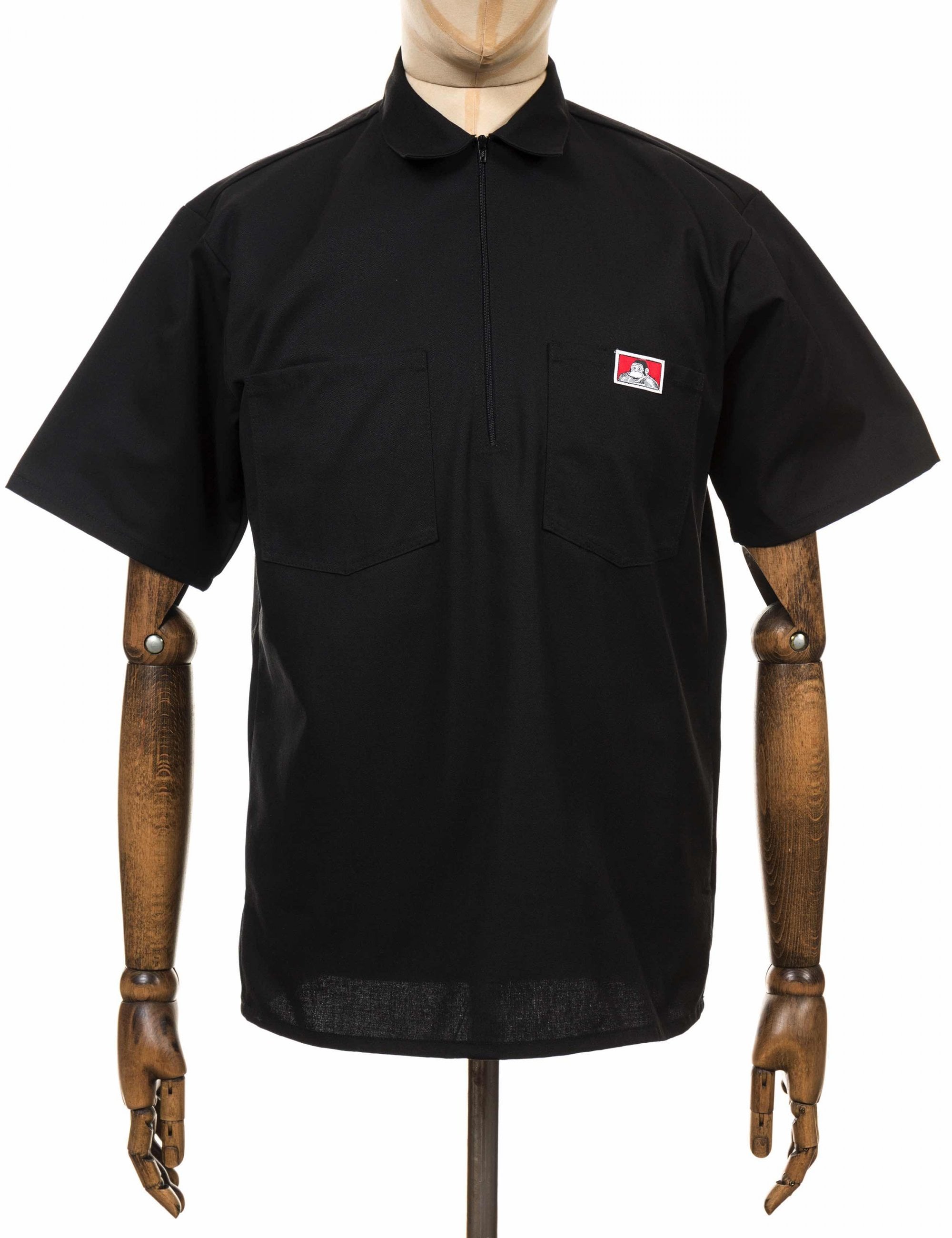 Half Zip Short Sleeve Work Shirt - Black