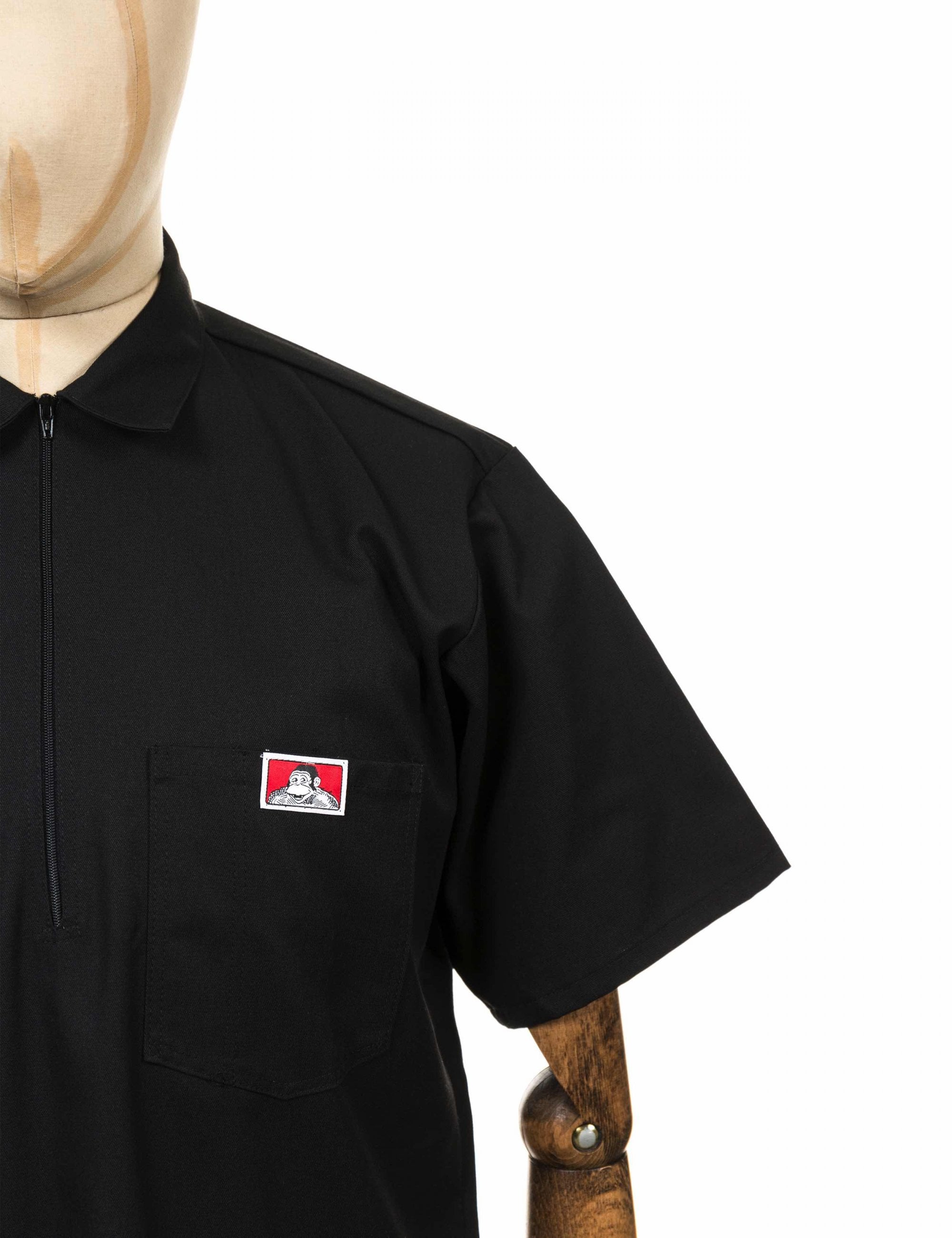 Half Zip Short Sleeve Work Shirt - Black