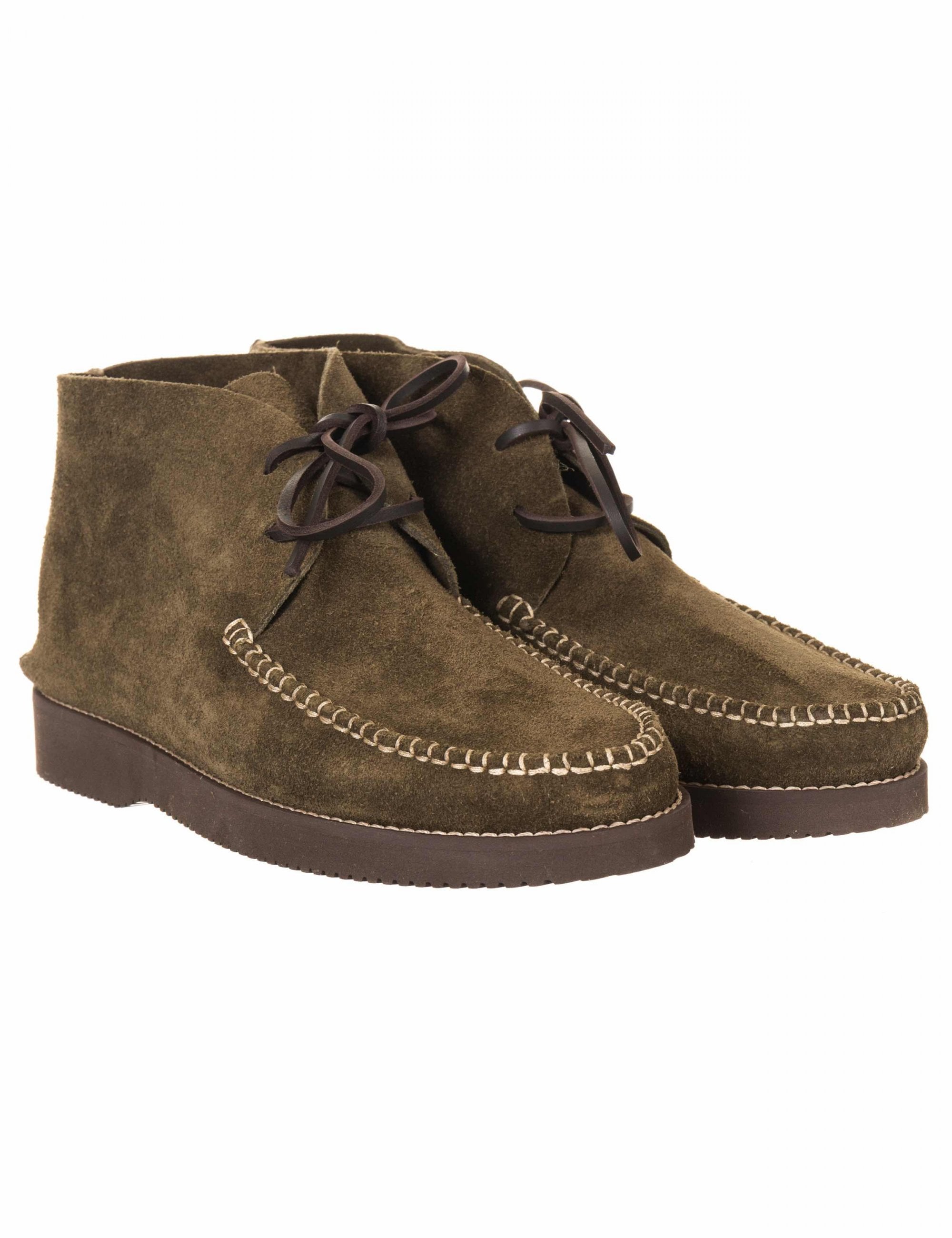 Lucas Vibram Suede Lace Up Boots - Olive