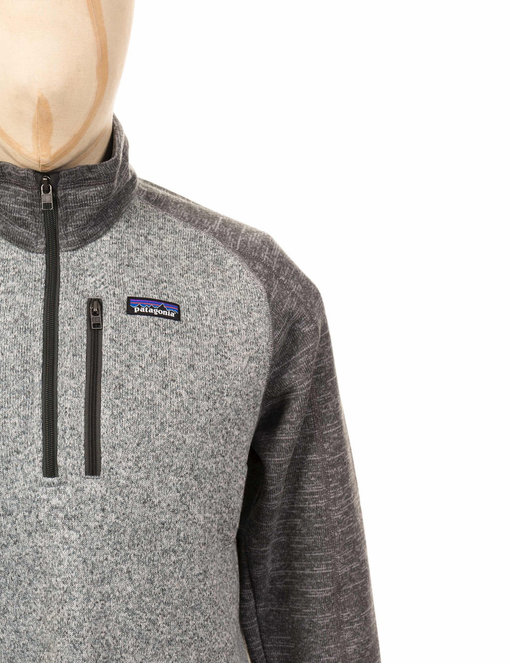 Heather gray fleece 1/4 zip pullover with quarter-zip slider and logo patch