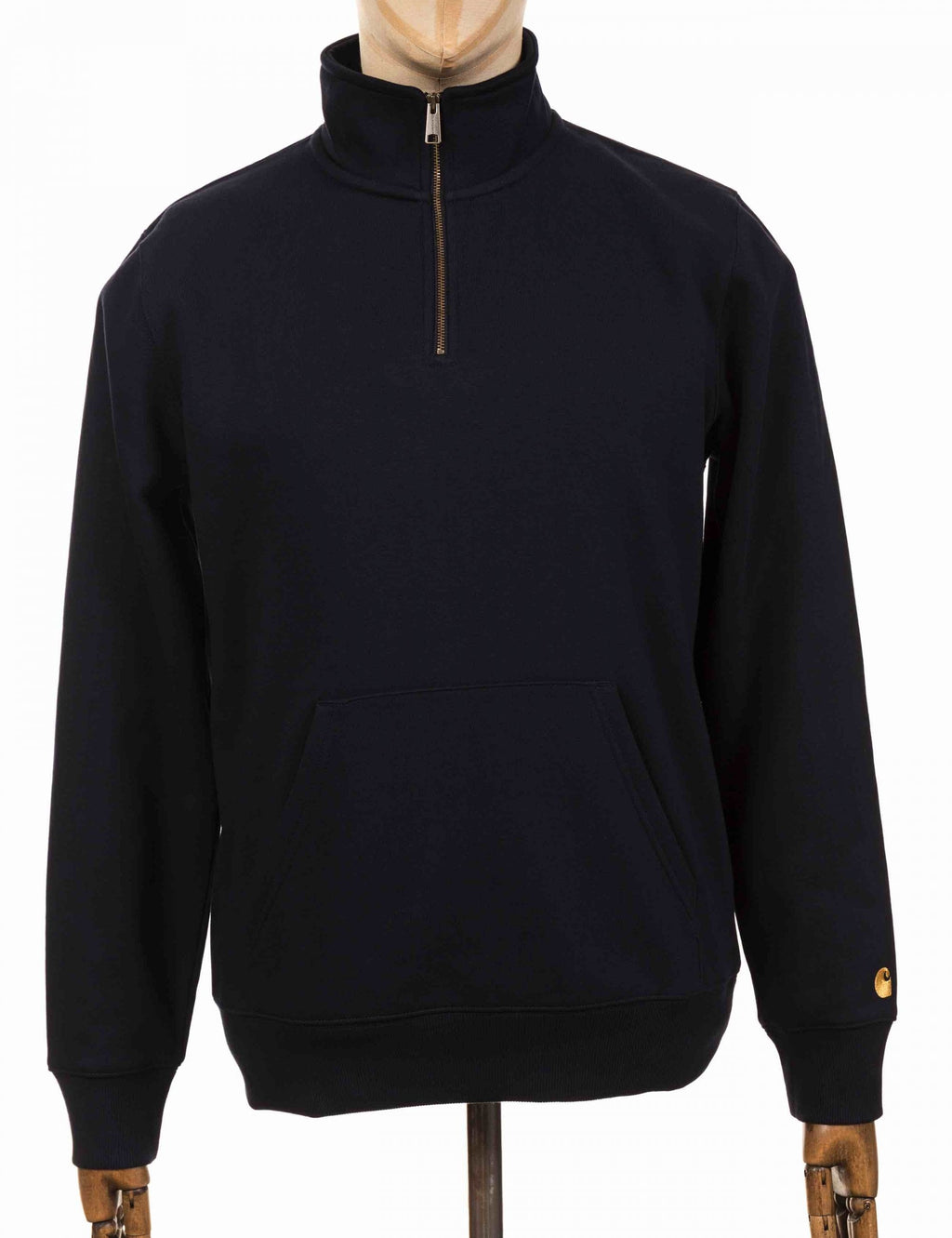 Chase Zip Neck Sweat - Dark Navy/Gold