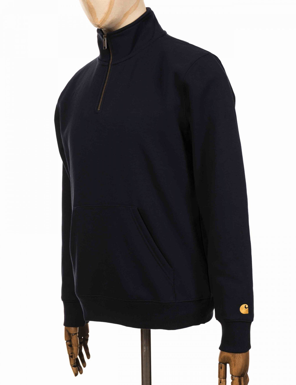 Chase Zip Neck Sweat - Dark Navy/Gold