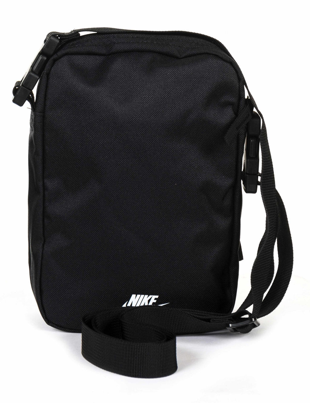 Black crossbody bag with Nike logo and adjustable strap